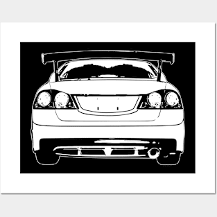 White Civic Type R FD2 Back View Sketch Art Posters and Art